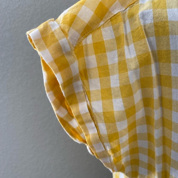 OLD NAVY Yellow Gingham Button Down Short Sleeve Shirt Small - Picture 11 of 14